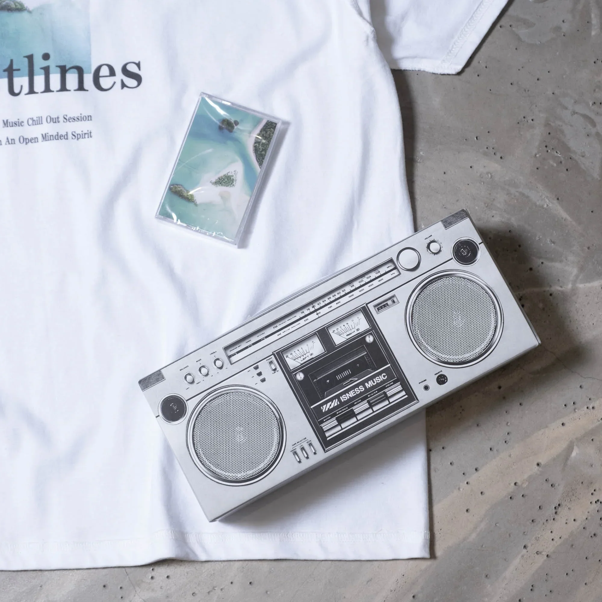 is-ness Coastlines Cassette/Tee - White - Image 2