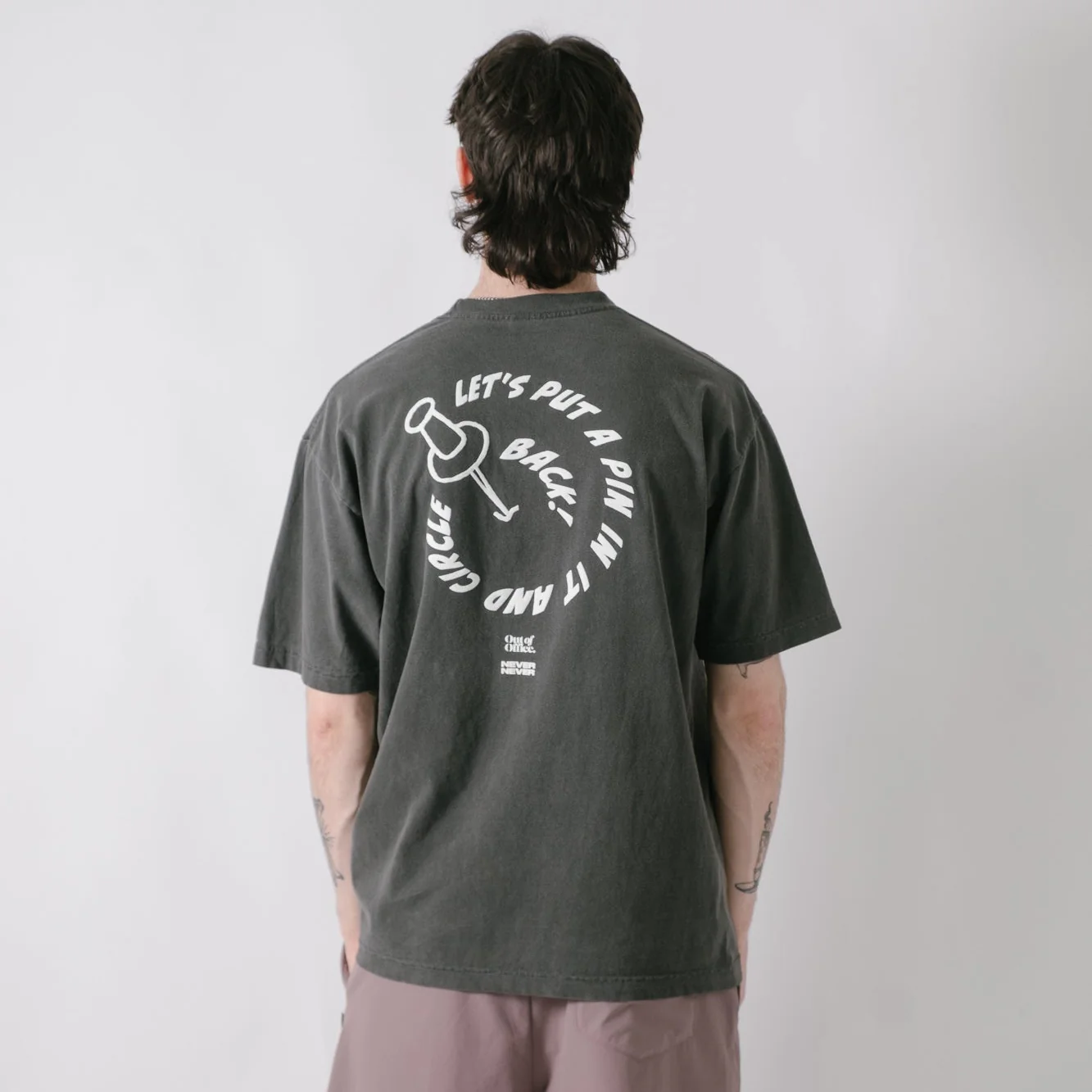 Never Never X Out Of Office Pin Tee - Washed Black - Image 10