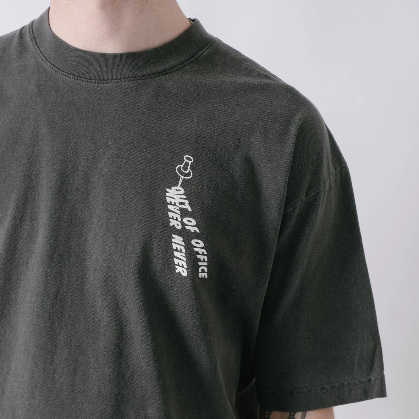 Never Never X Out Of Office Pin Tee - Washed Black - Image 12