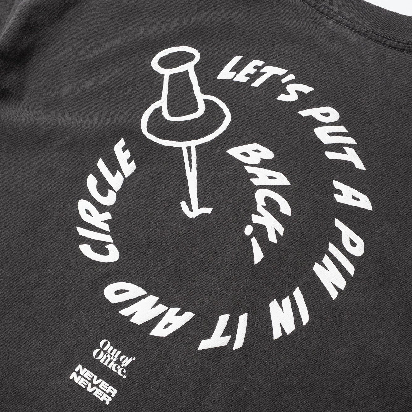 Never Never X Out Of Office Pin Tee - Washed Black - Image 6