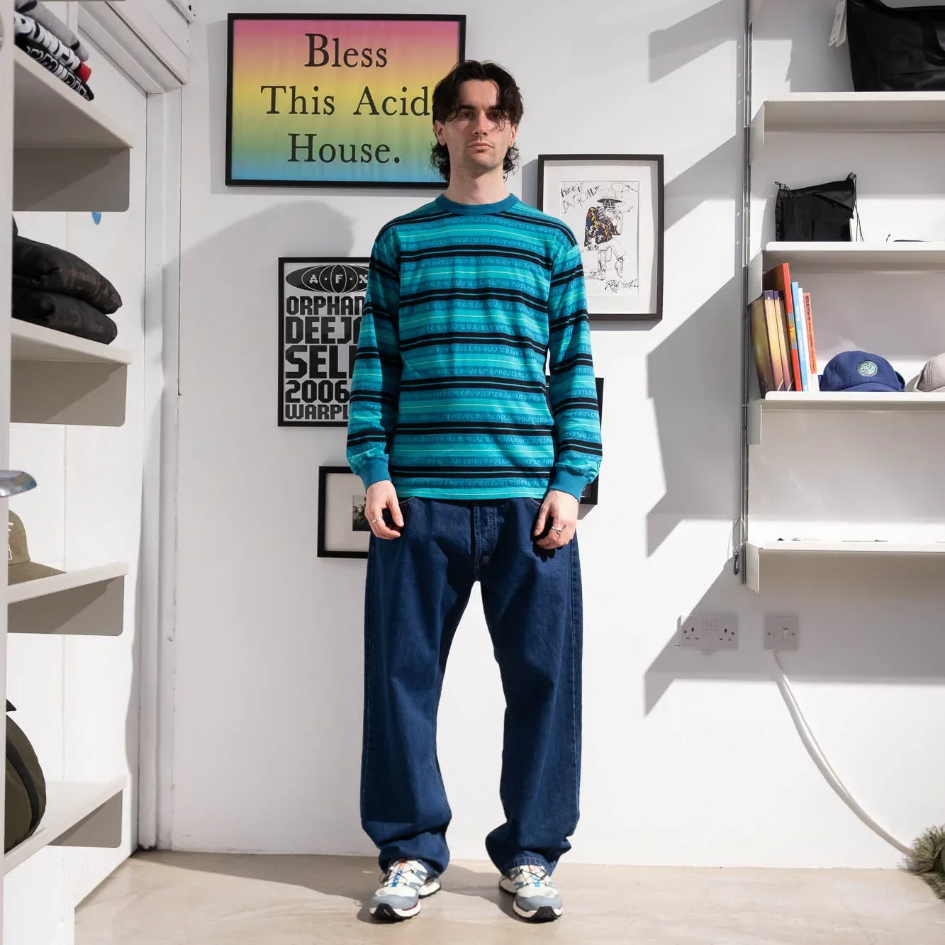 No Problemo Jacquard Stripe LS Tee - Aqua - Image 3