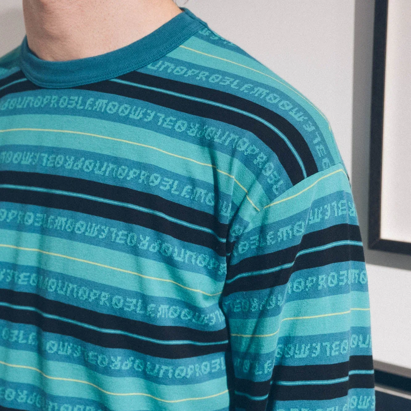 No Problemo Jacquard Stripe LS Tee - Aqua - Image 4