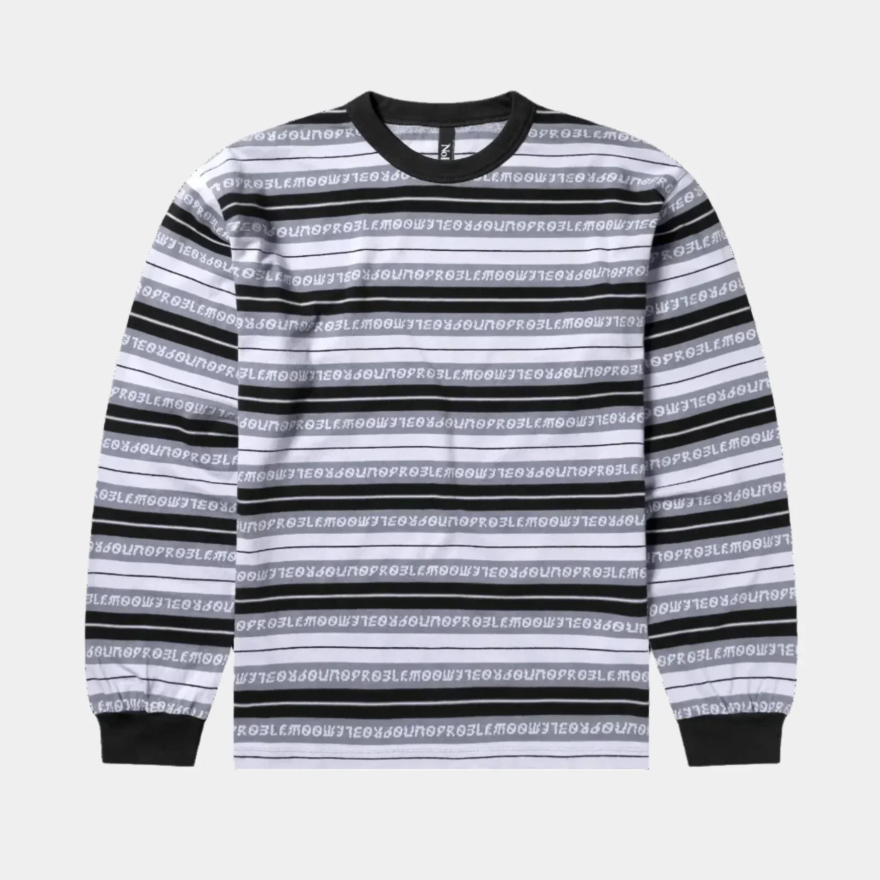 No Problemo Jacquard Stripe LS Tee - Black