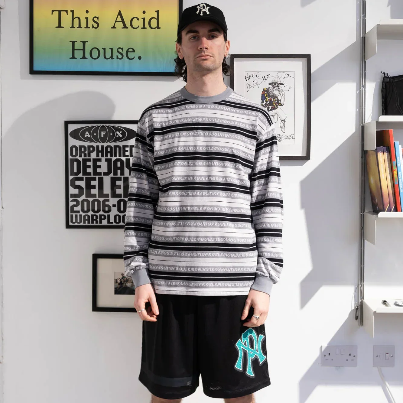 No Problemo Jacquard Stripe LS Tee - Black - Image 3