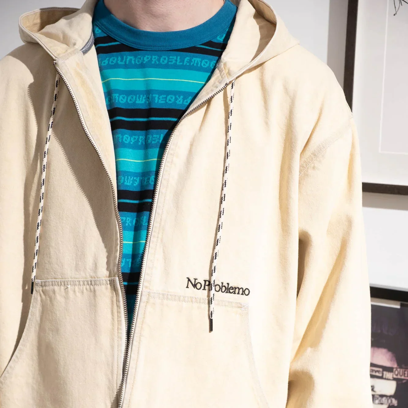 No Problemo Workwear Denim Jacket - Sand - Image 7