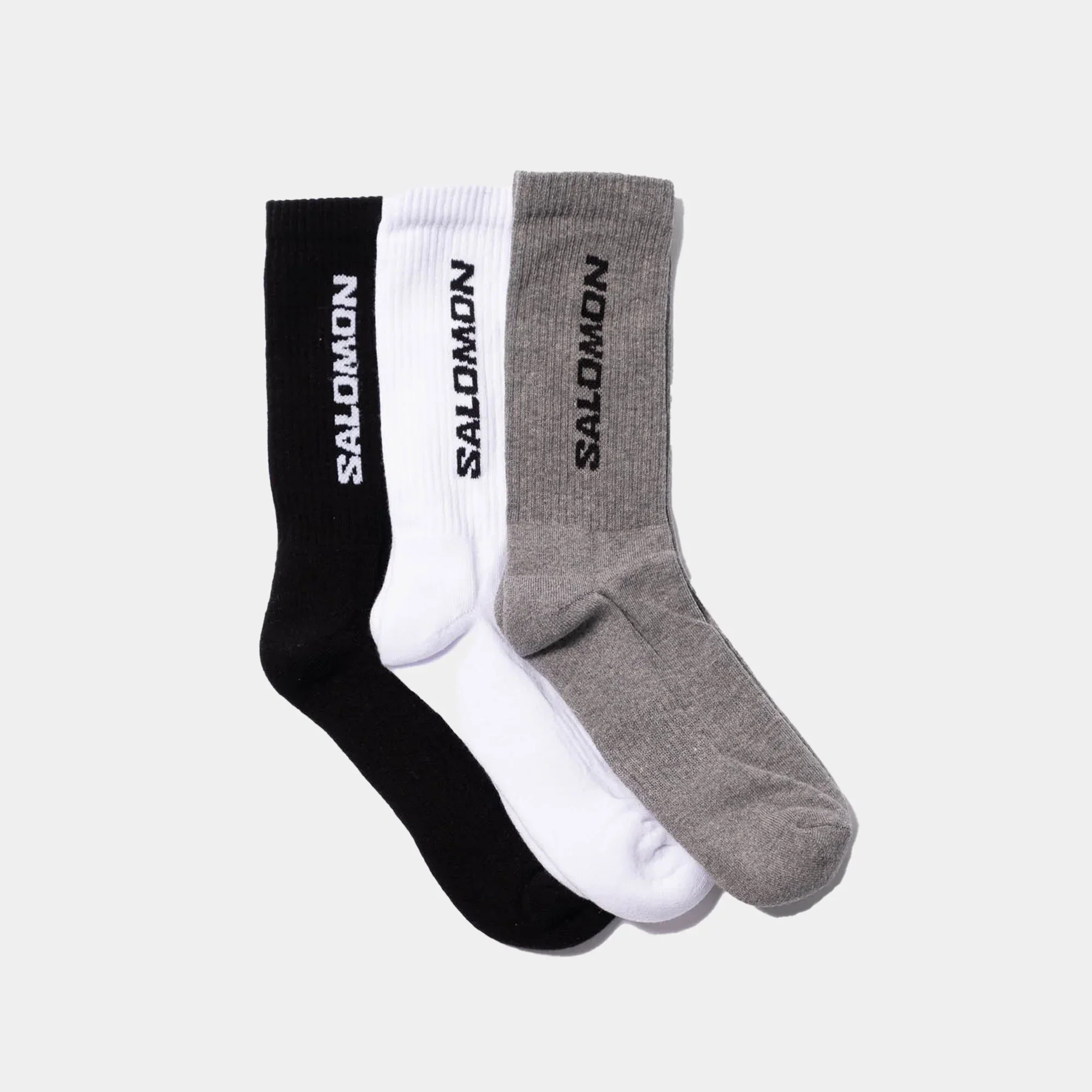 Salomon Everyday Crew 3-Pack Socks - Black/White/Med Grey Melange - Image 3