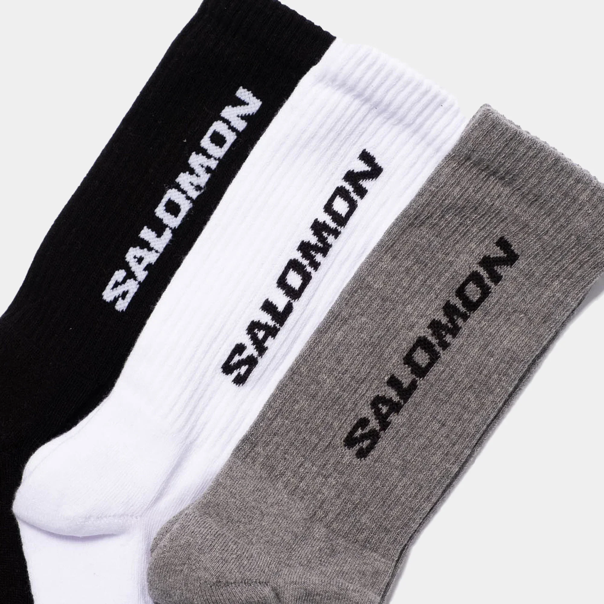 Salomon Everyday Crew 3-Pack Socks - Black/White/Med Grey Melange - Image 4