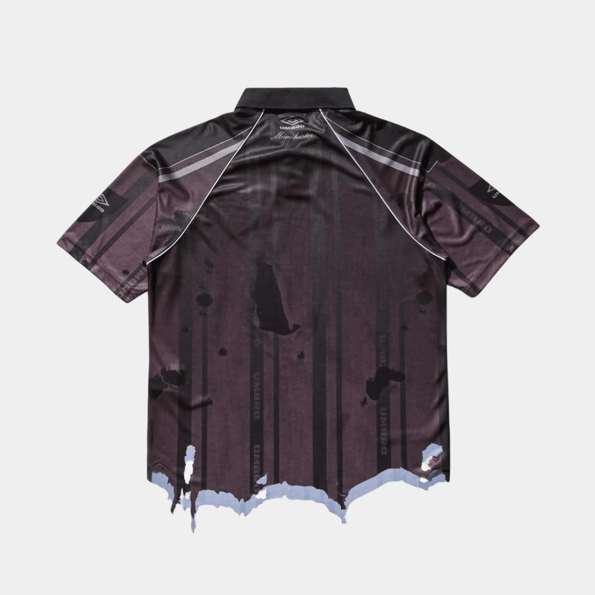 Umbro By Slam Jam Distressed Spycam Polo - Purple/Black - Image 4